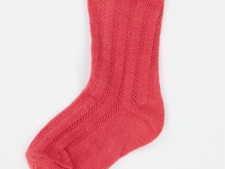 Girls Cerise Pointelle Ankle Socks Fashion