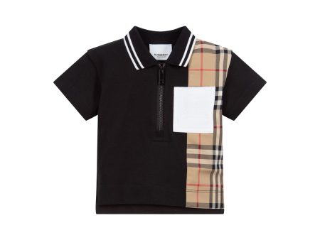 Baby Boys Black Cotton Polo Shirt Online now