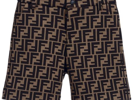 Boys Brown FF Logo Shorts Cheap