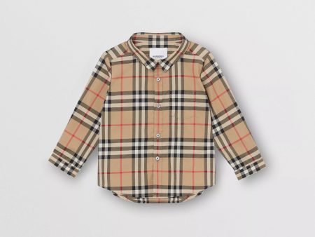 Baby Boys Beige Check Shirt Online Sale