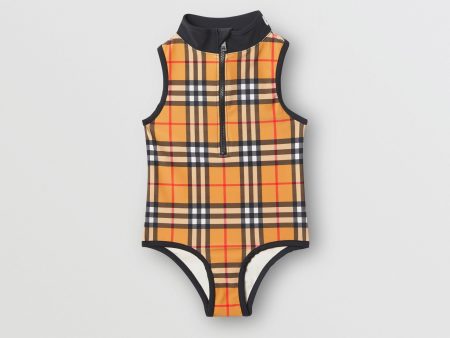 Girls Antique Yellow Check Swimwear Supply