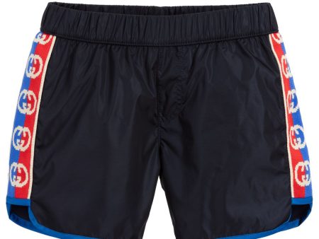 Baby Boys Navy Blue Logo Swim Shorts For Sale