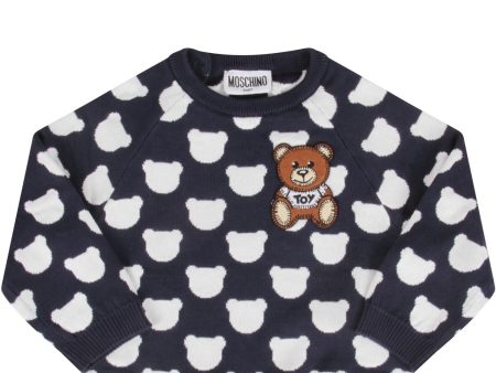 Baby Boys & Girls Navy Teddy Bear Cotton Jumper For Sale