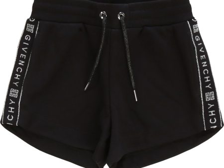 Girls Black Logo Cotton Shorts Cheap