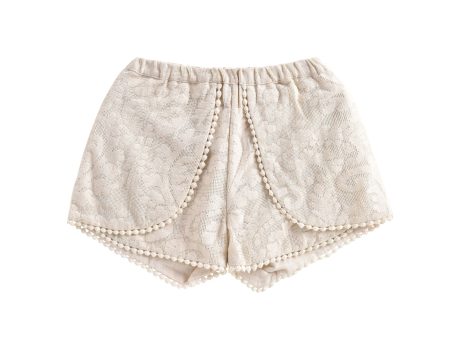 Girls Cream Baroque Lace Shorts For Discount