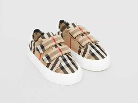 Baby Boys & Girls Beige Stripe Cotton Trainers Fashion