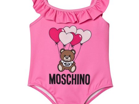 Baby Girls Dark Pink Logo Swimsuit Hot on Sale