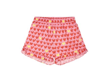 Girls Pink Heart Shorts For Cheap