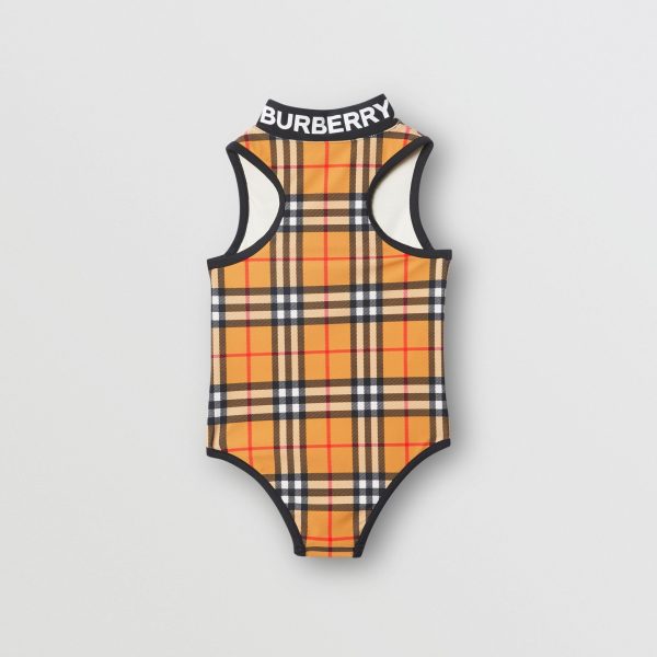 Girls Antique Yellow Check Swimwear Supply