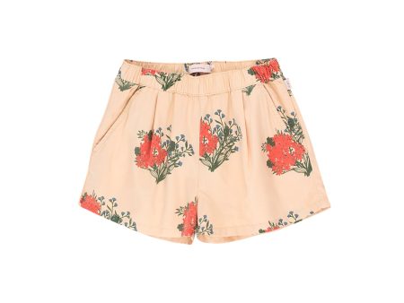 Girls Light Yellow Flowers Cotton Shorts Fashion