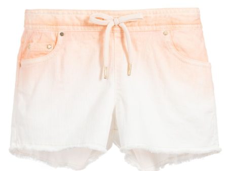 Girls Pink & White Denim Shorts For Sale