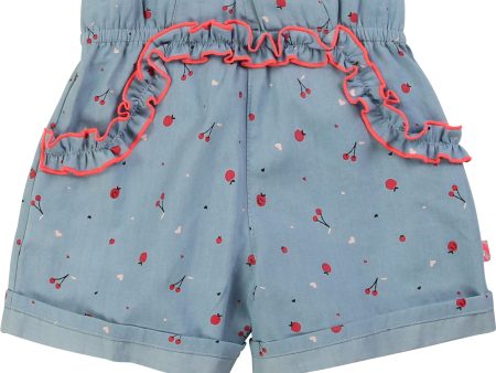 Girls Blue Frill Cotton Shorts Online Sale