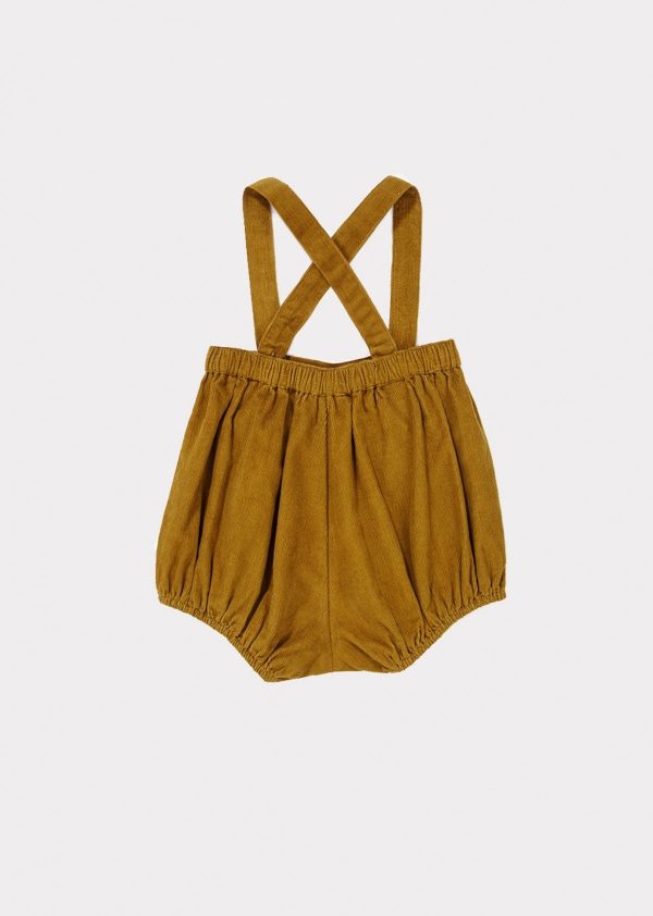 Baby Girls Dark Yellow Cotton Shorts For Discount