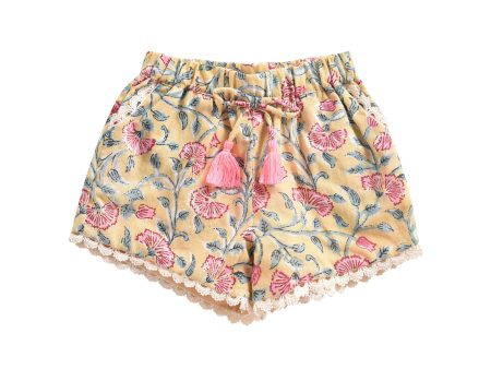 Girls Lemon Flowers Cotton Shorts Hot on Sale