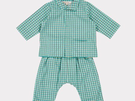 Baby Boys & Girls Green Check Cotton Set For Discount