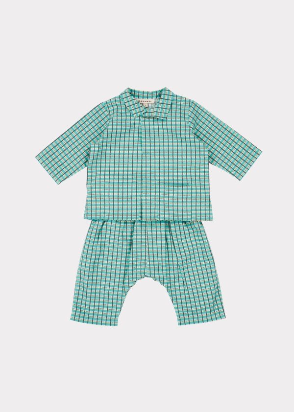 Baby Boys & Girls Green Check Cotton Set For Discount