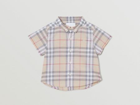 Baby Boys & Girls Beige Check Cotton Shirt Sale