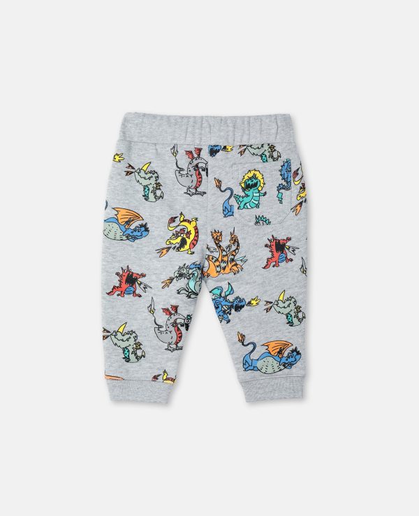 Baby Boys & Girls Grey Dragon Cotton Trousers Fashion